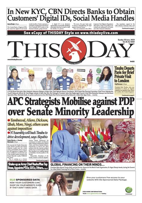 Nigerian Newspapers Daily Front Pages Review Sunday Th June