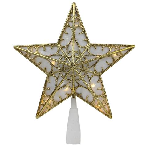 Northlight 9 In Gold Glitter Star LED Christmas Tree Topper Warm