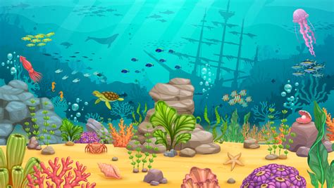 Cartoon Underwater Landscape Game Background 12484350 Vector Art At