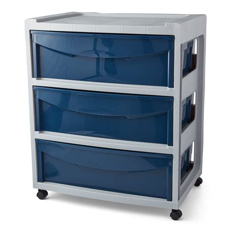 Sterilite 3 Drawer Wide Cart Cobalt Crush Single Vantrowmonroela