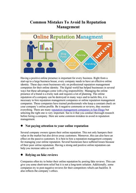 Common Mistakes To Avoid In Reputation Management By Equityweb