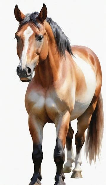 Uma Pintura De Um Cavalo Um Rosto Marrom E Branco Vetor Premium