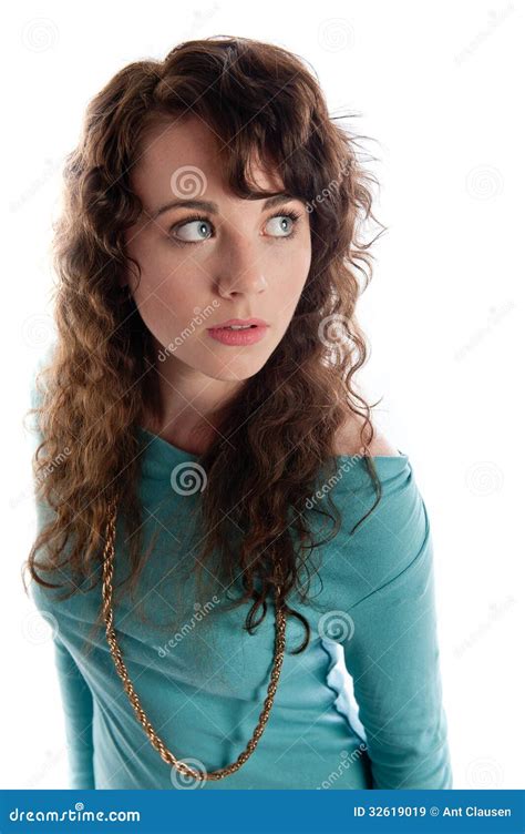 Gorgeous Brunette In A Turquoise Dress Posing In A Studio Stock Image Image Of Dress Adult