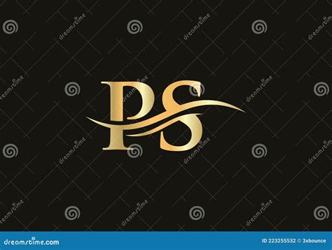 Water Wave Ps Logo Vector Swoosh Letter Ps Logo Design Stock Vector