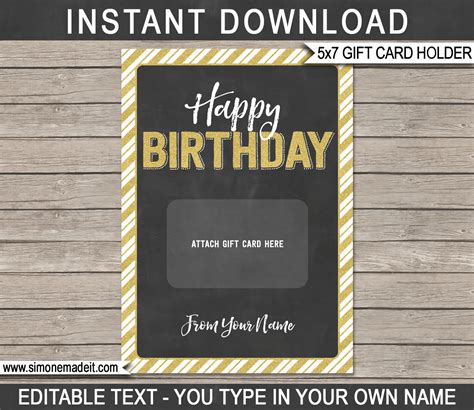 Printable Birthday Gift Card Holder Template | Personalized Birthday Gift