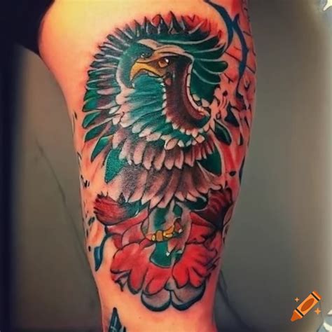 Tattoo Design Inspiration With Mexican Saint And Eagle On Craiyon