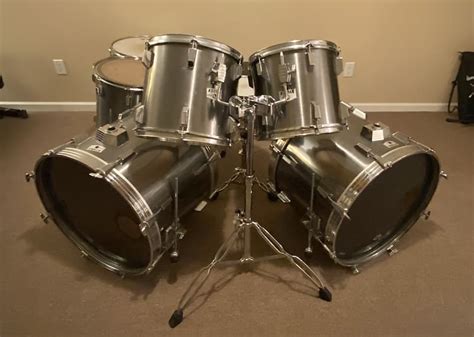 Tama Rockstar 7 Piece Drum Set With Stands Brushed Chrome Reverb