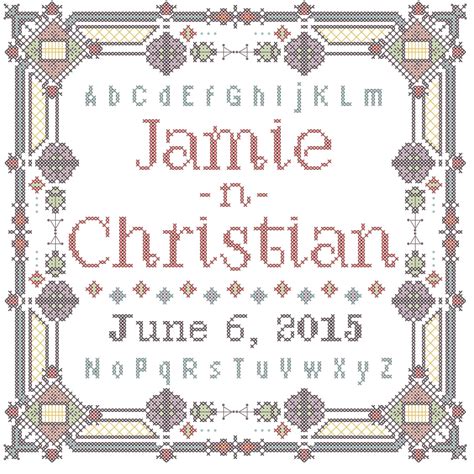 Modern Wedding Sampler Cross Stitch Pattern