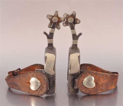 Silver Overlaid Inside Marked Crockett Spurs Jj