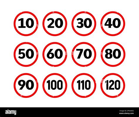 Speed Limit Sign Icons Traffic Pictogram 20 30 Km Road Speed Limit