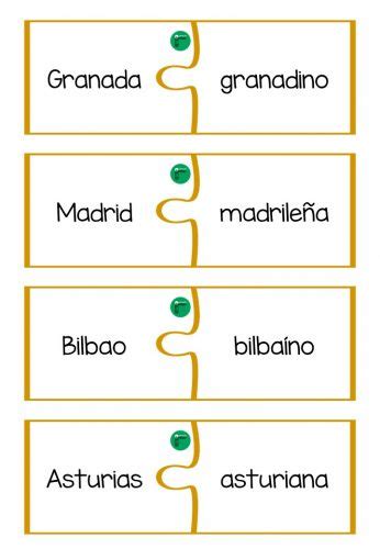 Puzles Manipulativos Gentilicios De Espa A