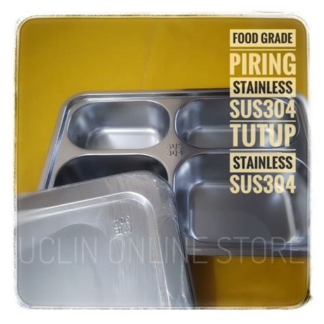 Jual Food Tray Lunch Box Kecil Piring Makan Sekat Stainless Steel Food