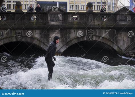 Surfer In The City River Munich Editorial Stock Image Image Of City