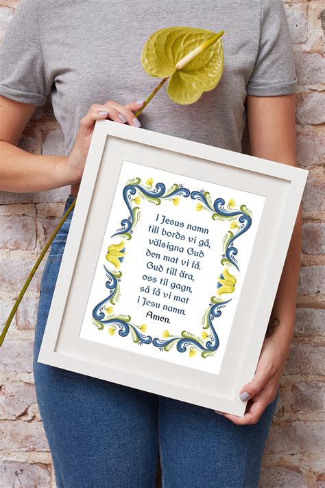 Digital Download Swedish Table Prayer Art Print Rosemaling Kurbits