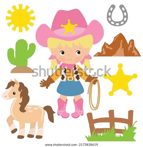 Cute Cowgirl Vector Cartoon Illustration Stock Vector Royalty Free 2173838619 Shutterstock