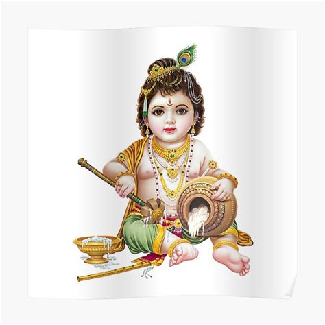 "Little Krishna with his favorite food of butter" Poster for Sale by bathiv6 | Redbubble