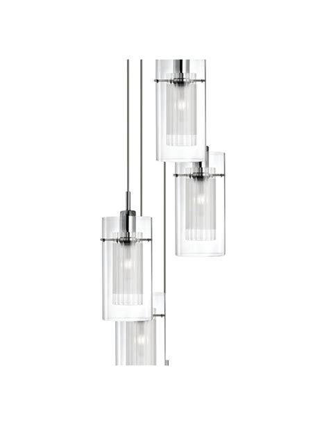 Searchlight Duo I Ceiling Light Multi Drop Pendant Satin Silver Glass