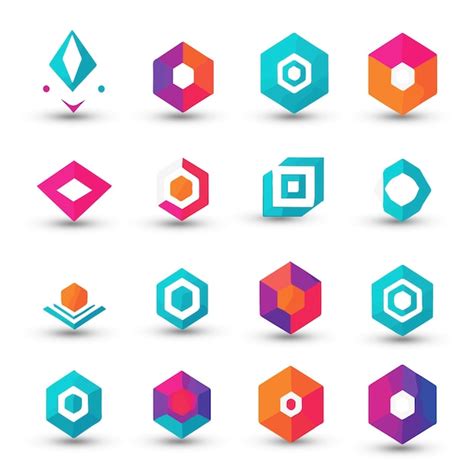 Collection Design Set Logo Vector Icon Shapes Technology Premium Ai