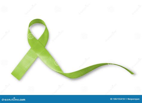 Lime Green Ribbon For Lymphoma Cancer And Mental Health Awareness For