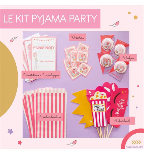 Kit Soir E Pyjama Fille Pyjama Party Invitation