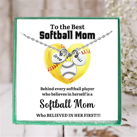 Softball Mom Gift Softball Mom Necklace Softball Initial Or Jersey