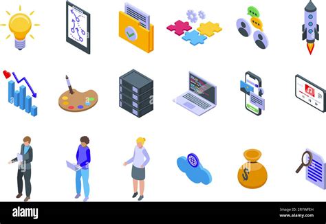 Product Development Icons Set Isometric Vector Benefit Plan Team