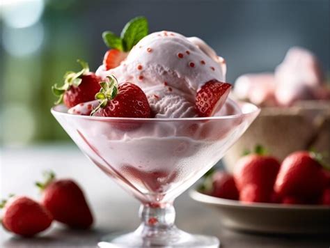 Premium Ai Image Berry Ice Cream In Glass Bowl On White Background