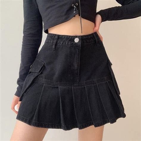 Pin By Brendinha Ribeiro On Fashion Denim Skirt Women Korean Fashion