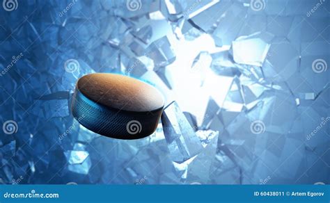 Hockey Puck Burst Through Ice Stock Illustration Illustration Of Goalie Score 60438011