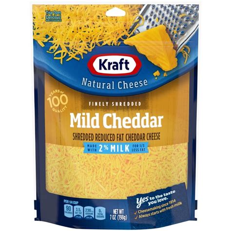 Mild Cheddar Milk Finely Shredded Reduced Fat Kraft Natural Cheese