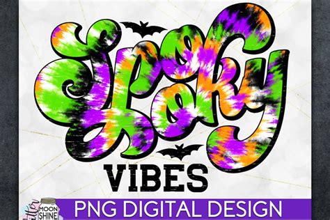 Spooky Vibes Tie Dye Halloween PNG Sublimation Design