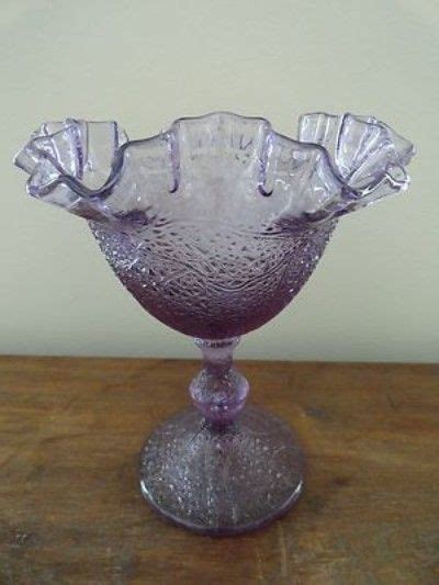 Fenton Glass Ruffled Amethyst Purple Footed Compote Dish Bowl 08 21 2013 Glass Candy Dish