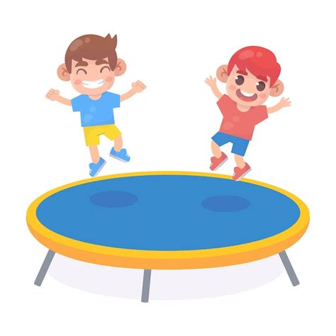 Enfants Sautant Sur Un Trampoline Vecteur Premium