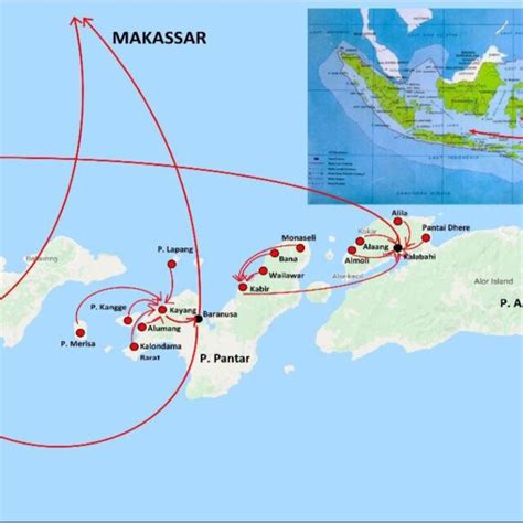 Map of seaweed production distribution lines in Alor Regency | Download ...