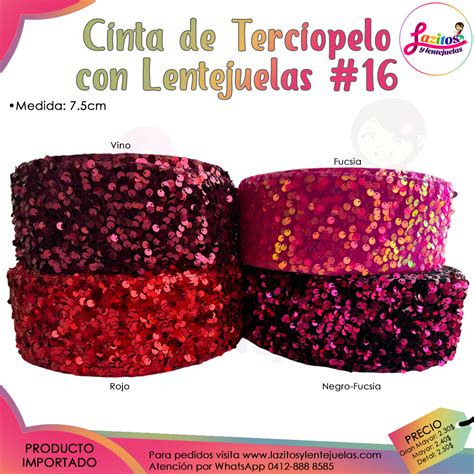 CINTA DE TERCIOPELO CON LENTEJUELAS 16 Lazitos Y Lentejuelas