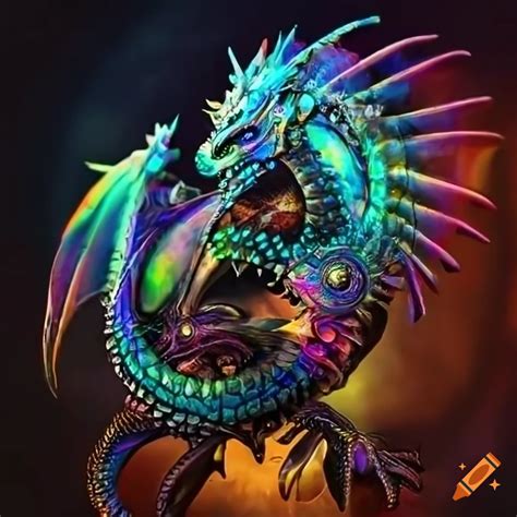 Holographic Steampunk Dragon On Craiyon