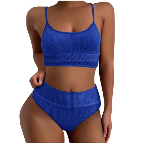 Hot Days Bold Styles UTSJKR Women 2 Piece Bikini Set High Waisted Solid Swimsuit 2025 Summer