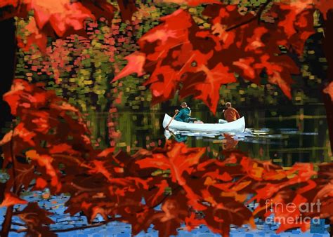 Scenic Autumn Canoe Painting By Sassan Filsoof Fine Art America