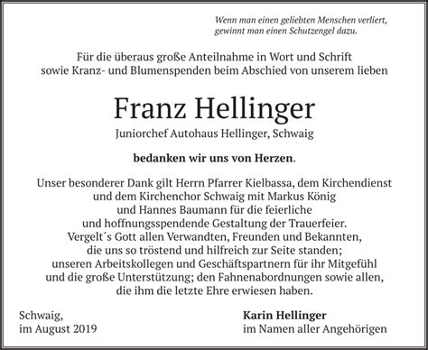 Traueranzeigen Von Franz Hellinger Trauer Merkur De