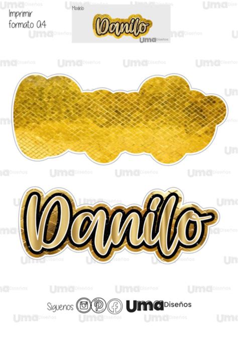 DANILO Nombre Personalizado Cake Topper Para Imprimir Topo D Bolo