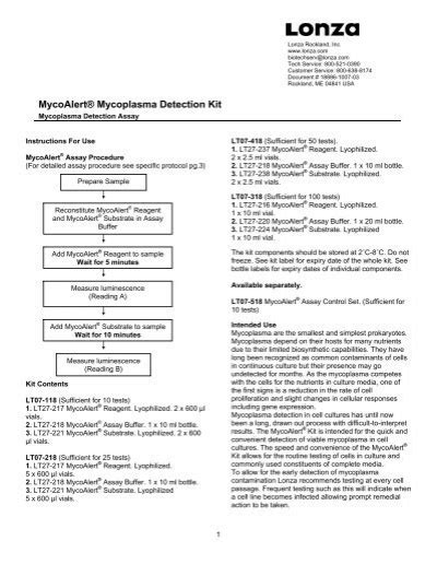 MycoalertÂ® Mycoplasma Detection Kit Biocenter