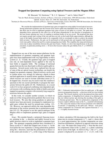 Pdf Trapped Ion Quantum Computing Using Optical Tweezers And The