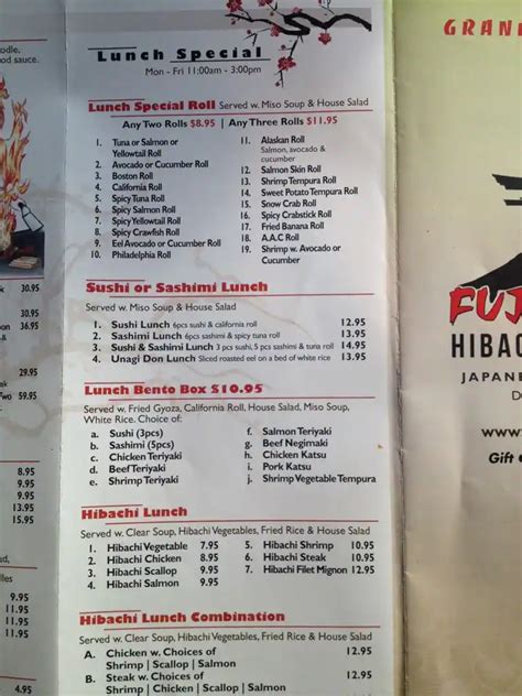 Menu At Fuji Yama Restaurant Slidell Gause Blvd