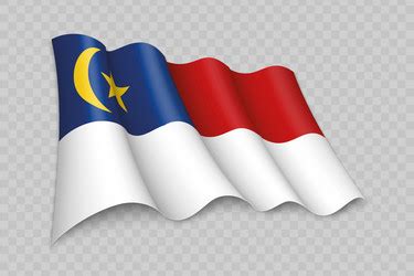 3d realistic waving flag of johor is a state Vector Image