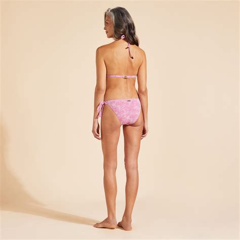 Top De Bikini Anudado Alrededor Del Cuello Con Estampado Floral De Jacquard Para Mujer Sitio