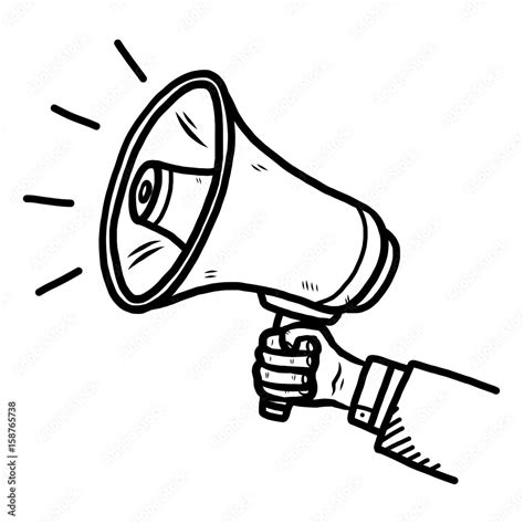 megaphone / cartoon vector and illustration, black and white, hand ...