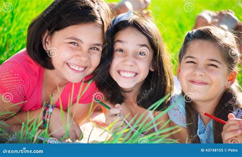 Three Happy Teen Girls At Park Stock Image | CartoonDealer.com #43748155