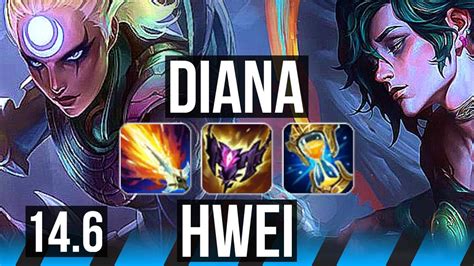 Diana Vs Hwei Mid Solo Kills Games Dominating Kr Master