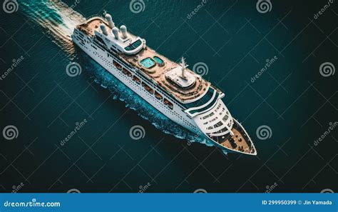 Cruise Ship in the Sea. Aerial View of a Luxury Cruise Ship Stock ...