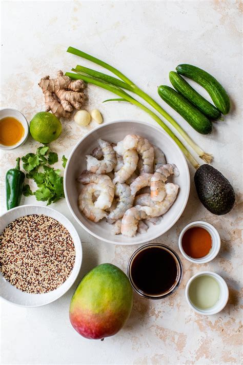 Teriyaki Shrimp Quinoa Bowls With Mango Cucumber Salsa Recipe Chronicle